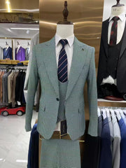 2024 Grey Plaid Men's Suit 3-piece Formal Best Man Wedding Suit Men Suit Wedding Suits for Men  Men Clothing SHOWLU FASHION STORE