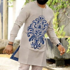 Mans Tracksuits Suits Set Kaftan Embroidered Long Sleeve Tops Pants 2Pcs Set Outfits Wedding Wear African Ethnic Casual Clothing