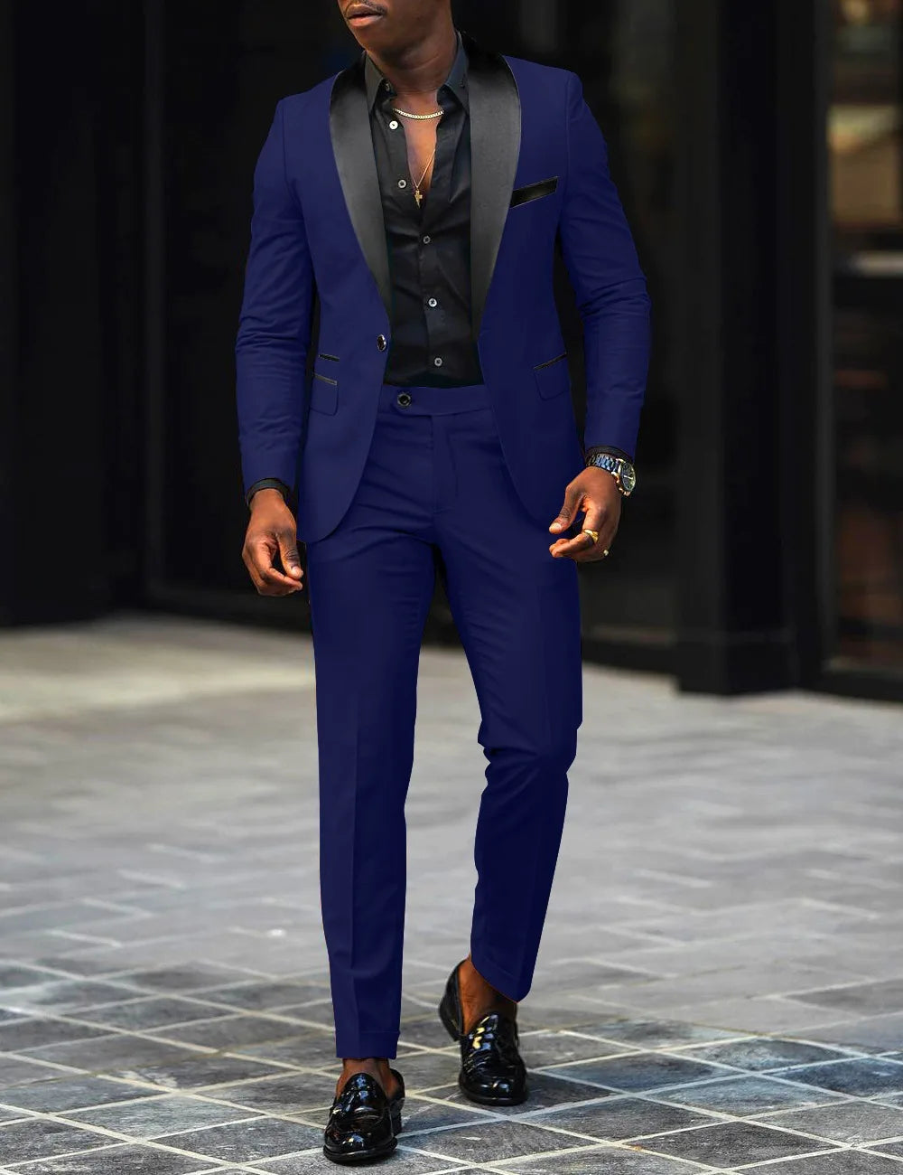 Men's New Fashion Business Casual Two-piece, Comfortable and Breathable Slim-fit Side Slit Single-button Suit Jacket+trousers SHOWLU FASHION STORE