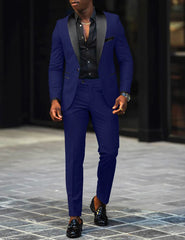 Men's New Fashion Business Casual Two-piece, Comfortable and Breathable Slim-fit Side Slit Single-button Suit Jacket+trousers SHOWLU FASHION STORE