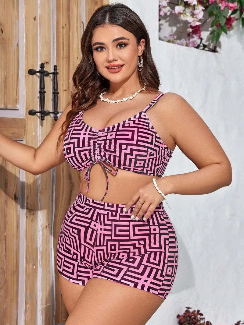 2025 Plus Bikini Three Piece Cover Up Long Sleeve Sand Chiffon Fat Model Real Time Swimwear 0XL-5XL Sexy Cross border SHOWLU FASHION STORE