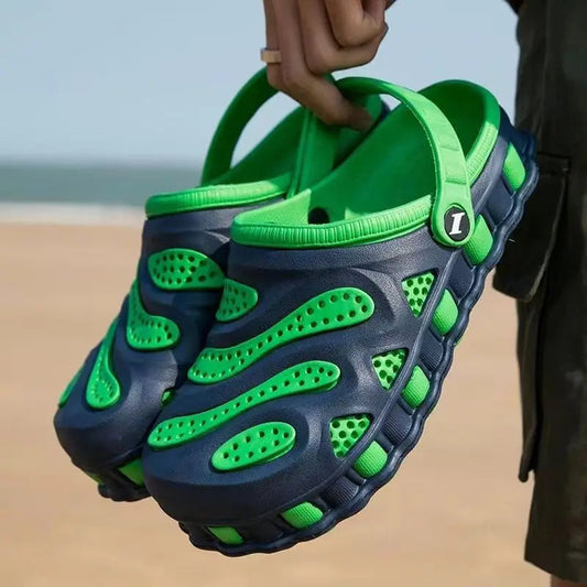 2023 New Summer men croc slippers Aqua Breathable Water Beach Shoes For Men Jelly Slides Men Clogs Flat Shoes Plus Size 40-46 SHOWLU FASHION STORE