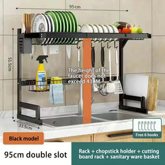 Thickened Multifunctional Dish Drain Rack Simple Kitchen Accessories Stainless Steel Kitchen Sink Storage Rack Utensil Holder