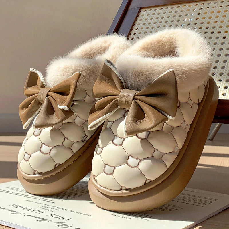 Women Snow Boots for Cute Butterfly Fluffy Botas Autumn Print Bear Thick Bottom Platform Boots Outdoor Comfort Warm Cottom Shoes SHOWLU FASHION STORE