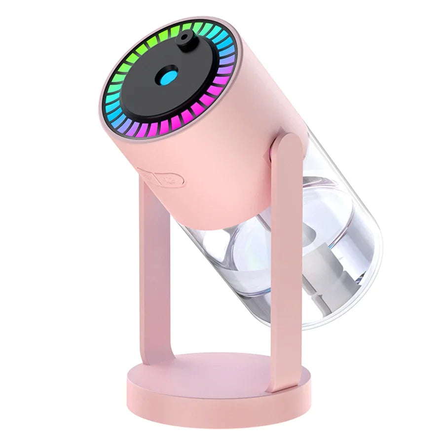 ‌280ML Portable Rotating Humidifier & Car Diffuser USB, 7-Color Projection Night Light, Ambient Mood Lighting for Office Travel‌
