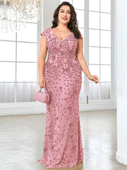 Lucyinlove Plus Size Elegant Blue Evening Dress For Women 2024 Luxury Long Mermaid Formal Sequins V-neck Prom Wedding Party Gown SHOWLU FASHION STORE