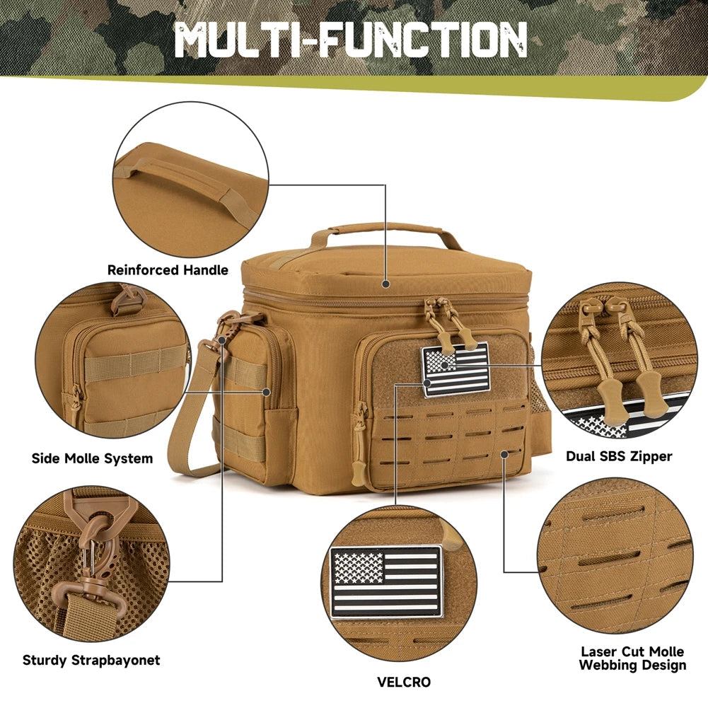 Tactical Lunch Bag for Men Outdoor Heavy Duty Lunch Box Work Leakproof Insulated Durable Thermal Cooler Bag Meal Camping Picnic SHOWLU FASHION STORE