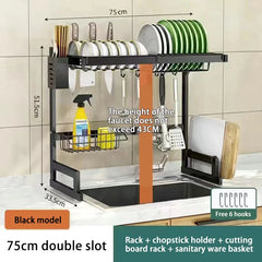 Thickened Multifunctional Dish Drain Rack Simple Kitchen Accessories Stainless Steel Kitchen Sink Storage Rack Utensil Holder