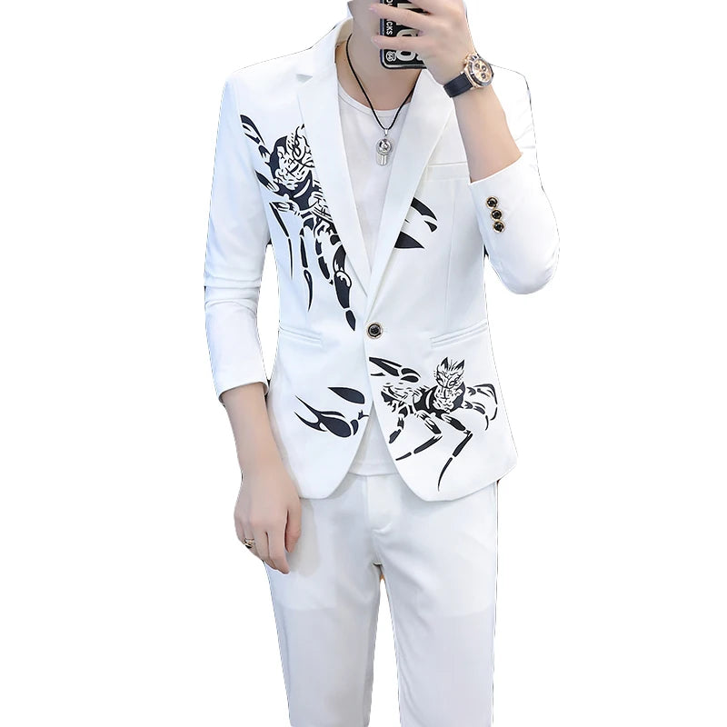 New two-piece suit (suit + western pants) slim and handsome Korean version of the suit business casual handsome suit men's suit SHOWLU FASHION STORE