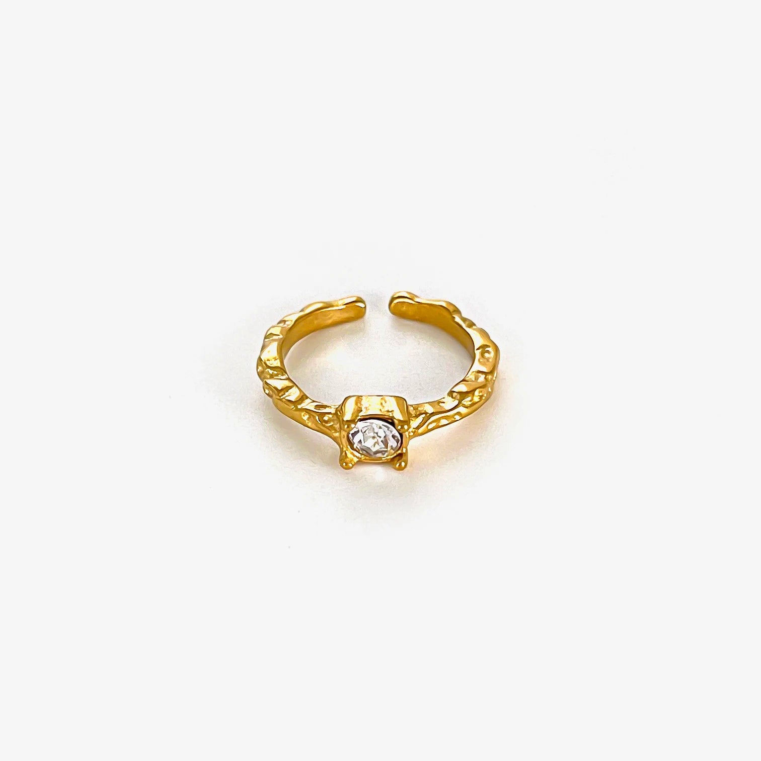 Peri'sbox Vintage Elegant Gold Plated Geometric Moonstone Zircon Rhinestone Open Rings for Women Party Daily Jewelry Waterproof SHOWLU FASHION STORE