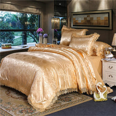 Nordic Satin Jacquard Duvet Cover Set Luxury Flower Bedding Set Adlut Quilt Cover Pillowcases Sheet Twin Queen King Home Texiles SHOWLU FASHION STORE