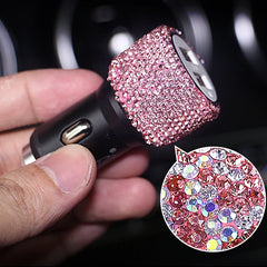 Car Charger Diamond-mounted Car Phone Safety Hammer Charger Dual USB Fast-Charged Diamond Car Phone Aluminum Alloy Charger