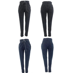 High Waist Jeans For Women Slim Stretch Denim Jean Bodycon Tassel Belt Bandage Skinny Push Up Jeans Woman clothe 4XL 5XL SHOWLU FASHION STORE