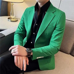 Business Jacket for Men Slim Fit Trendy 2024 Coats Thin Menswear Simple Breasted Casual Man Dress Suits and Blazers Elegant New