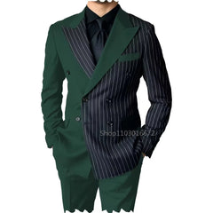New Style Slim Fit Men Suits 2 Piece Groom Tuxedos Peak Lapel Double Breasted Blazer Pants Sets Prom Business Costume Homme SHOWLU FASHION STORE