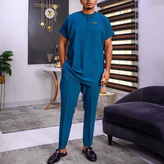2025 New men's suit, white pocket, 2-piece set, luxury wedding casual suit, traditional African style of ethnic minorities