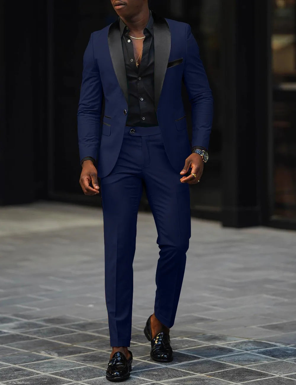 Men's New Fashion Business Casual Two-piece, Comfortable and Breathable Slim-fit Side Slit Single-button Suit Jacket+trousers SHOWLU FASHION STORE