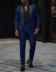 Men's New Fashion Business Casual Two-piece, Comfortable and Breathable Slim-fit Side Slit Single-button Suit Jacket+trousers SHOWLU FASHION STORE
