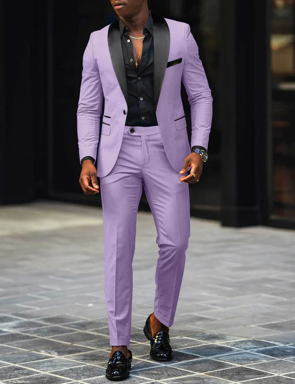 Men's New Fashion Business Casual Two-piece, Comfortable and Breathable Slim-fit Side Slit Single-button Suit Jacket+trousers SHOWLU FASHION STORE