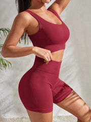 Showlu Store Nation 0 Seamless Yoga Set Gym Suits With Shorts Crop Top Sexy Bra Women's Pants 2 Pieces Set Running Workout Outfit Fitness Clothing