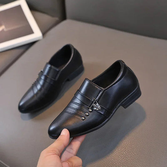 Children's Leather Shoes for Boys Toddler Kids Party Wedding Formal Performance Shoes School All-match Black White Loafers Shoes SHOWLU FASHION STORE