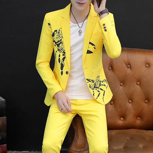 New two-piece suit (suit + western pants) slim and handsome Korean version of the suit business casual handsome suit men's suit SHOWLU FASHION STORE