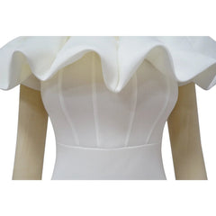 Elegant Women Long Evening Dresses Ruched Off Shoulder Slim Bodycon Mermiad White Dress Formal Party Wedding Guest Gown SHOWLU FASHION STORE