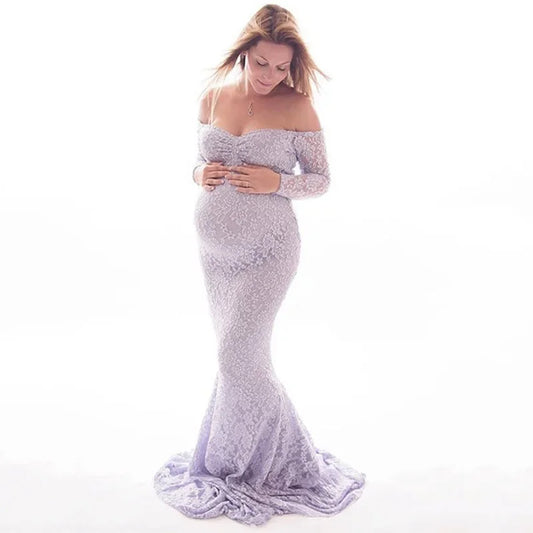 Maternity Dress for PhotoShoot Dresses Maxi Maternity Gown Gravidas Roupas Lace Sexy Women Clothes Maternity Photography Props