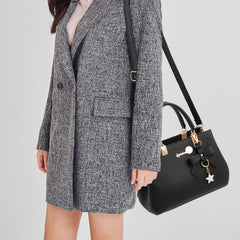 Yogodlns Elegant Women Messenger Bags with flower pendant Office Ladies Totes Pure Handbag for female Crossbody Shoulder Bags SHOWLU FASHION STORE
