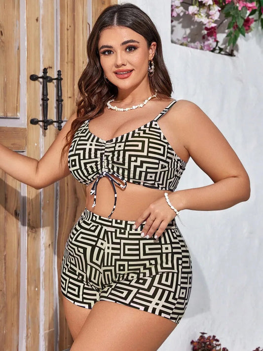2025 Plus Bikini Three Piece Cover Up Long Sleeve Sand Chiffon Fat Model Real Time Swimwear 0XL-5XL Sexy Cross border SHOWLU FASHION STORE
