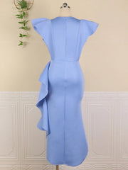 AOMEI Elegant Woman Ceremony Dress Ruffle Slit Sexy Stylish Occasion Vestido Date Out Night Celebrate Princess Event Robe Summer SHOWLU FASHION STORE