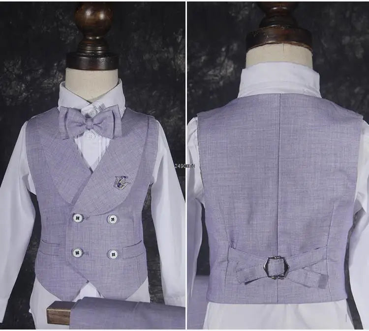 Newborn Baby Kids1 Year Birthday Suit Flower Boys Formal Purple Wedding Suit Children Photograph Dress Performance Show Costume SHOWLU FASHION STORE