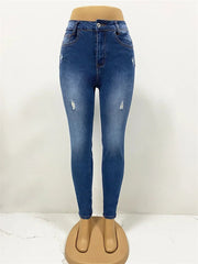 Spring 2025 Fashion Button Jeans Women Casual Skinny Pencil Pants High Waist Slim Stretch Denim TrousersLady Butt Lifting Jeans SHOWLU FASHION STORE