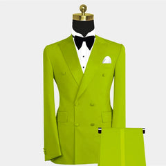 Formal Blue Luxury Men Suits Double Breasted Peak Lapel Blazer Wedding Prom Party Tailor 2 Piece Jacket Pants Set Outfits Terno SHOWLU FASHION STORE