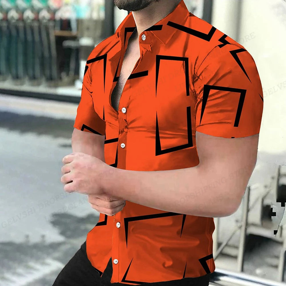 Geometric 3d Print Beach Shirts Short Sleeve Hawaiian Shirts Men's Blouses Graphic Shirt Cuba Camisa Men's Clothing SHOWLU FASHION STORE