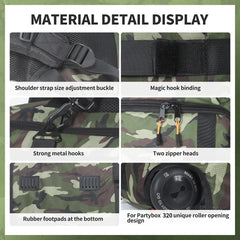 For JBL-Partybox Stage 320 BT Speaker Bag Travel Case Protective Speaker Carrying Case Portable Speaker Carry Tote Bag Backpack