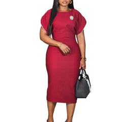 d 5812025 New Short Sleeve Round Neck Fashionable Elegant Ol Bodycon Plus Size Dress 2025 Summer Dress Robe Vestido Women