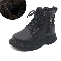 Rubber Boots for Children Boys Tide Boots Autumn Winter Warm Cotton Ankle Boots for Kindergarten Girls Kids Boots Double Zip New SHOWLU FASHION STORE