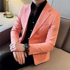 Business Jacket for Men Slim Fit Trendy 2024 Coats Thin Menswear Simple Breasted Casual Man Dress Suits and Blazers Elegant New