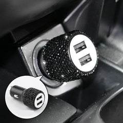 Car Charger Diamond-mounted Car Phone Safety Hammer Charger Dual USB Fast-Charged Diamond Car Phone Aluminum Alloy Charger