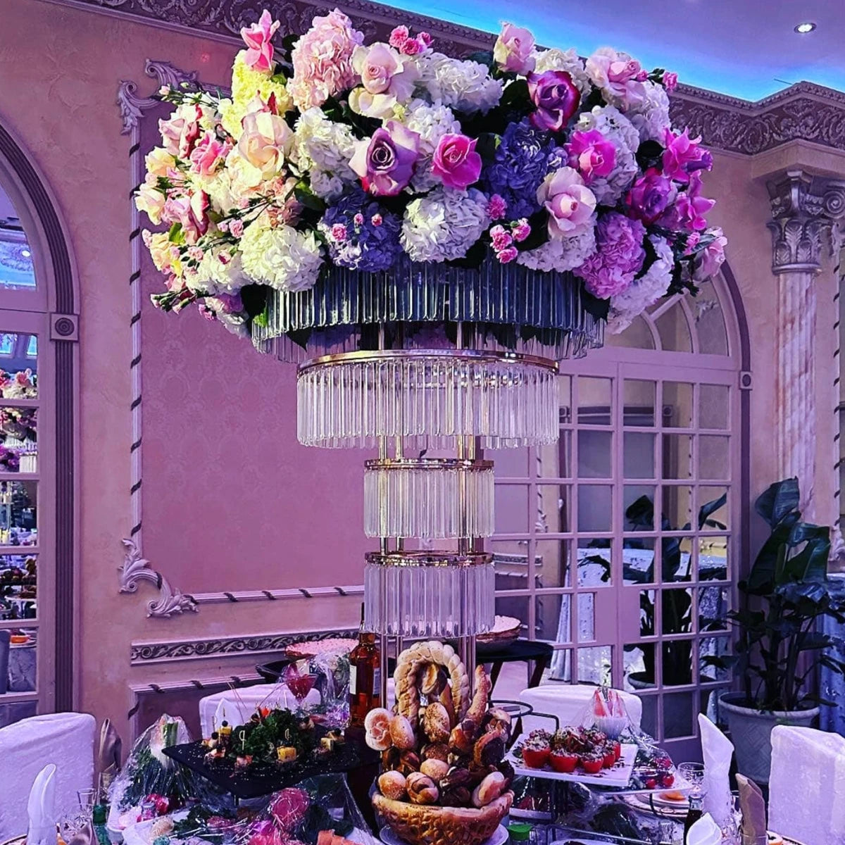 2-6pcs) Tall Gold Wedding Crystal Centerpiece 4 Layers Custom Table Decoration Metal Wedding Stand Centerpieces SHOWLU FASHION STORE