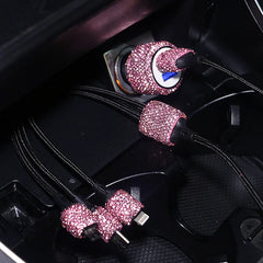 Car Charger Diamond-mounted Car Phone Safety Hammer Charger Dual USB Fast-Charged Diamond Car Phone Aluminum Alloy Charger