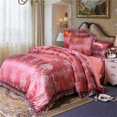 Nordic Satin Jacquard Duvet Cover Set Luxury Flower Bedding Set Adlut Quilt Cover Pillowcases Sheet Twin Queen King Home Texiles SHOWLU FASHION STORE