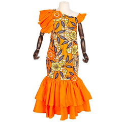 Girls African Dress Children Bazin Riche Dashiki Mermaid Dress Fashion Cute Party Dresses Girls African Print Clothing WYT598