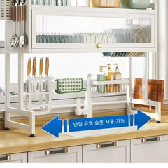 Sink Dish Cabinet Scalable Adjustment Stainless Steel Drain Rack Tabletop Bowl and Plate Organizer Household Kitchen Accessories