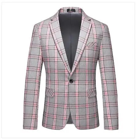 Single Breasted Plaid Suit Men's Clothing Fashion Simple Men Business Social Wedding Party Tuxedo Dress Blazers Jacket SHOWLU FASHION STORE