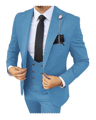 Formal Men 3 Piece Wedding Suits Groom Tuxedos Slim Fit Business Suits Peak Lapel Jacket Costume Homme (Blazer+Pants+Vest) SHOWLU FASHION STORE