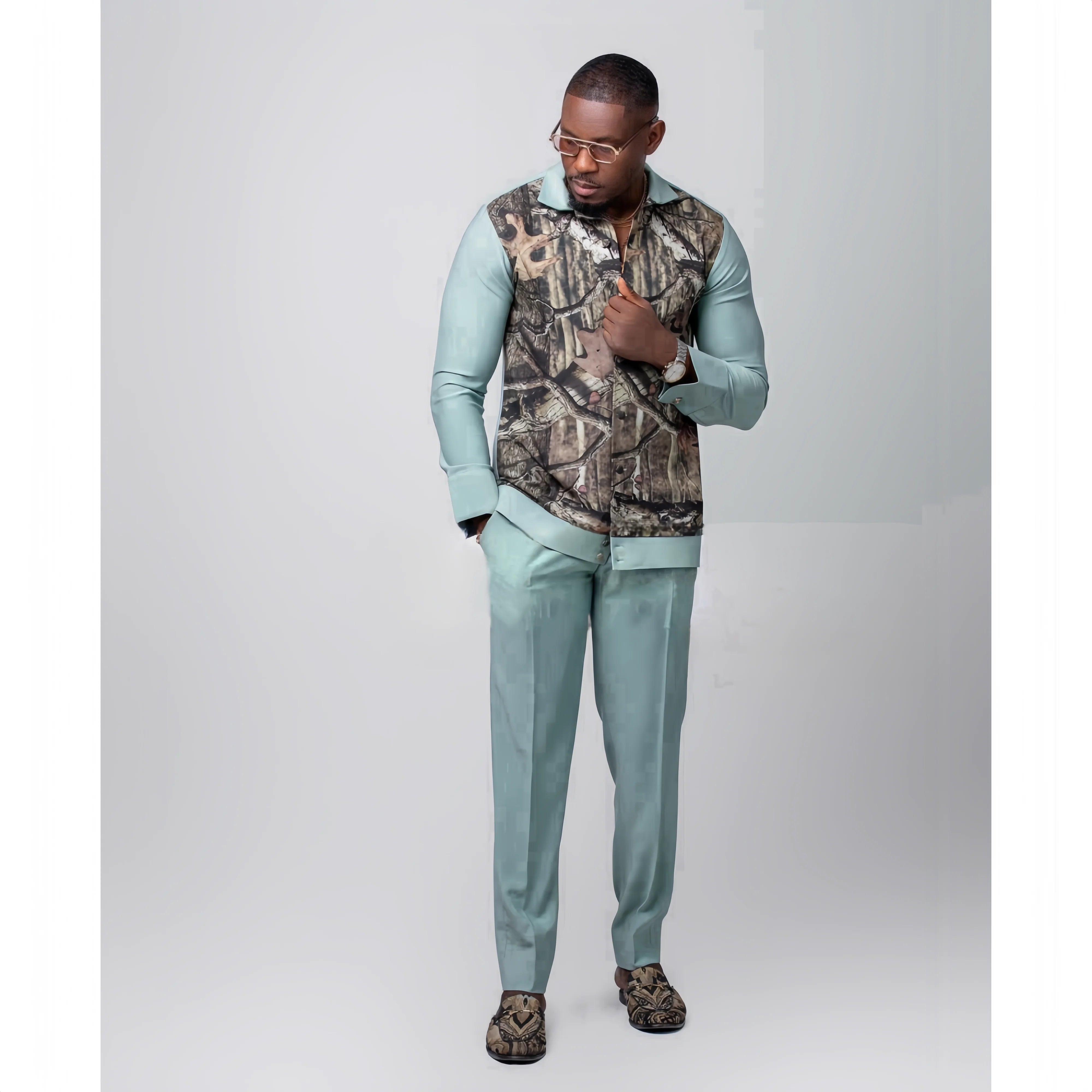 2025 new traditional men's suit luxury gentleman's shirt suit casual travel banquet men's two-piece set fashionable men's suit SHOWLU FASHION STORE