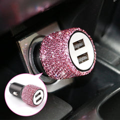 Car Charger Diamond-mounted Car Phone Safety Hammer Charger Dual USB Fast-Charged Diamond Car Phone Aluminum Alloy Charger
