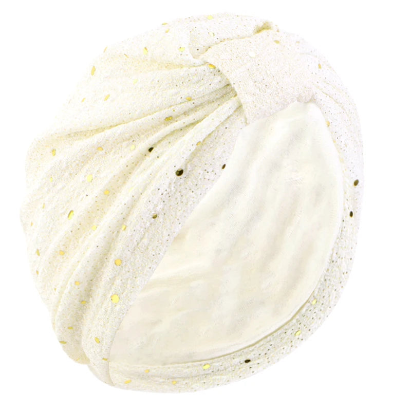 Women's Solid Color Sequin Knotted Turban Hijab Chemo Cap Cancer Hat Hair Loss Headscarf Beanie Bonnet Head Wrap Headband Mujer SHOWLU FASHION STORE